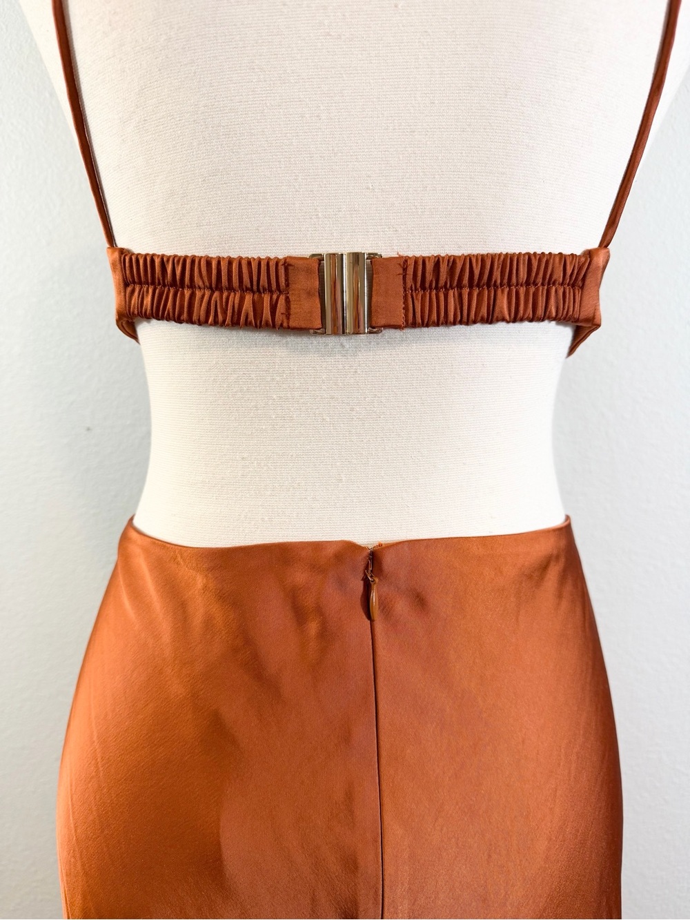 Anthropologie Significant Other Jacy Dress Size US 12 Clay Maxi Cutout Satin - Picture 8 of 14